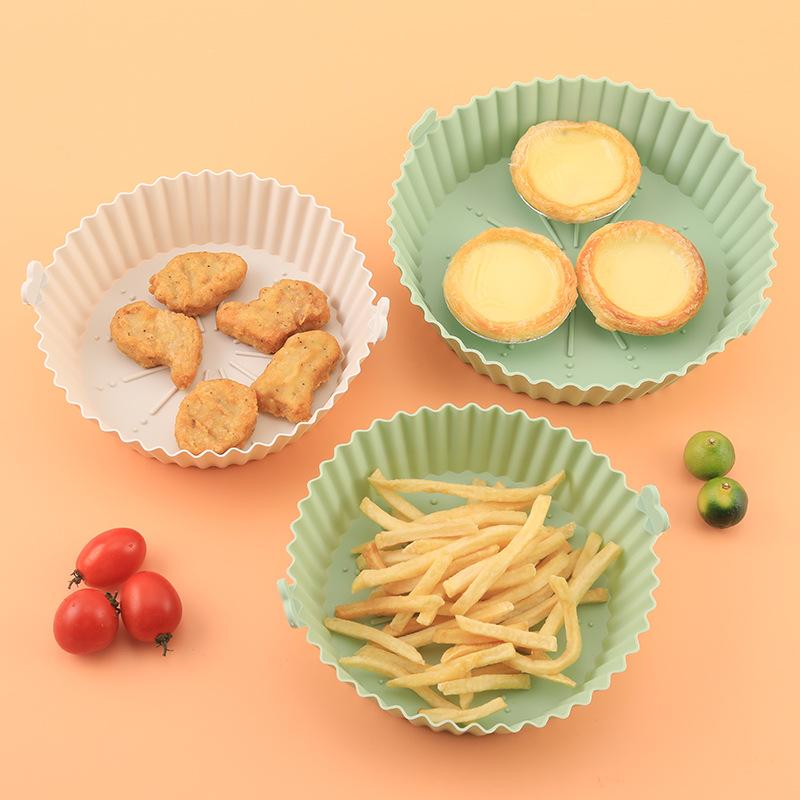 Manufacturer Air Fryer Silicone Baking Tray Air Fryer Silicone Foldable round Roasting Plate Silicone Baking Tray