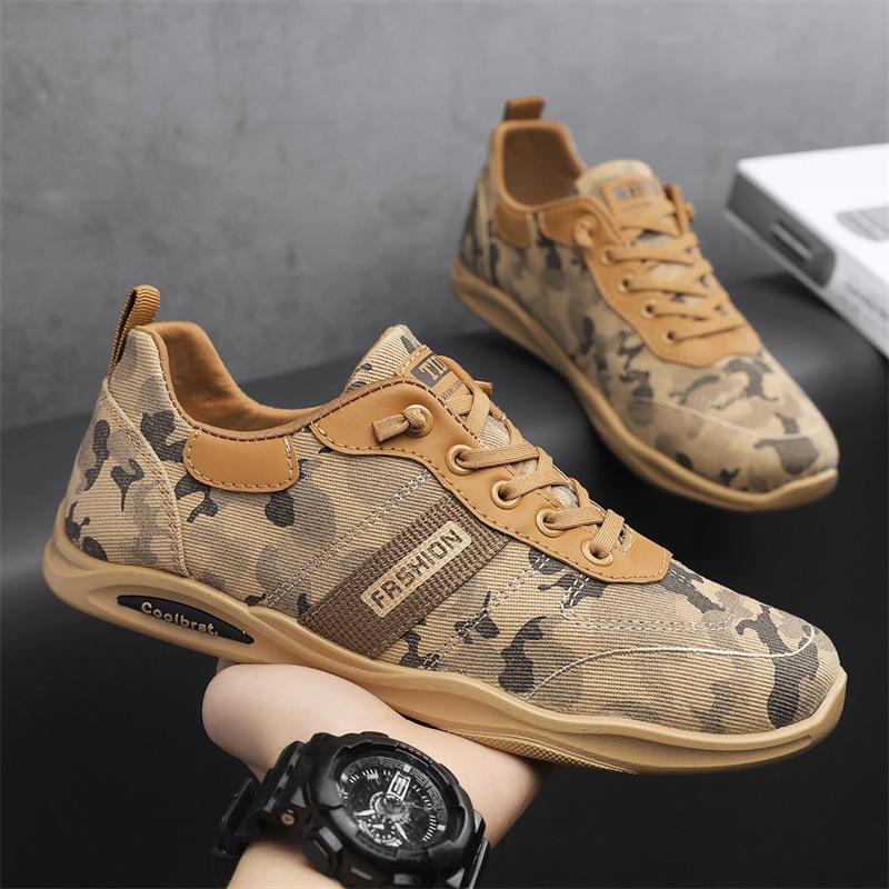 spring 2024 camouflage men's shoes breathable casual canvas shoes slip-on trend wear resistance construction site work safety shoes fashion shoes
