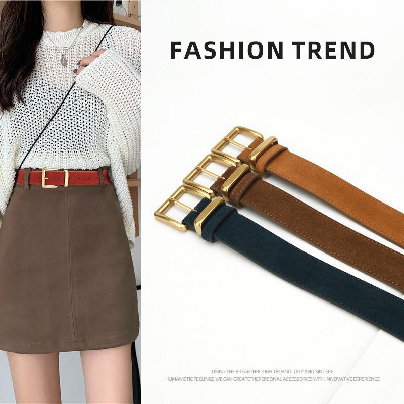 new pin buckle belt women stylish simple and versatile dress jeans decorative leather frosted belt women wholesale