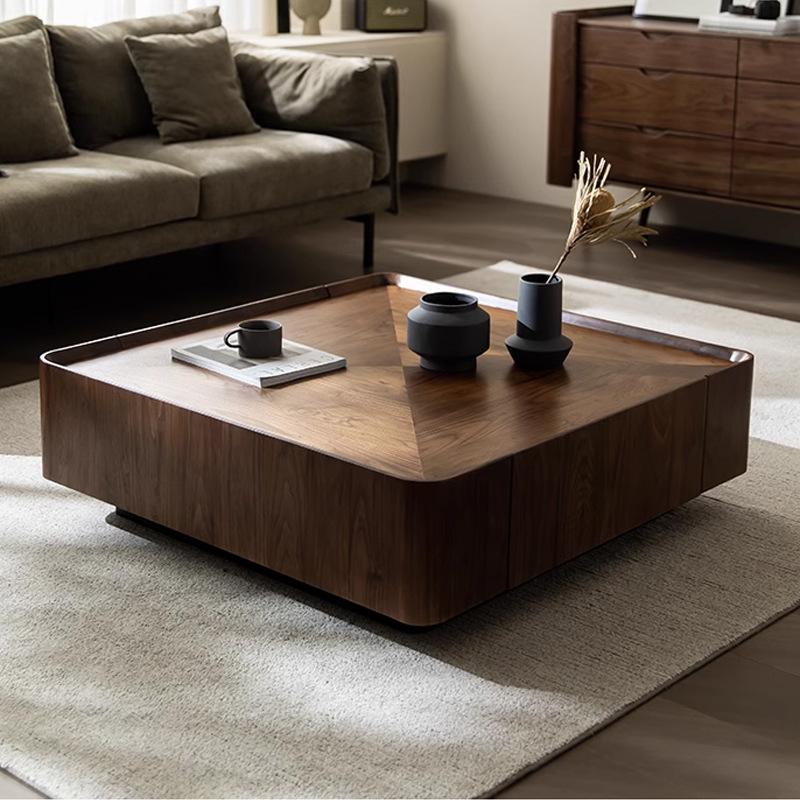 north america black walnut wooden tea table nordic italian minimalist square solid wood log designer square table living room furniture