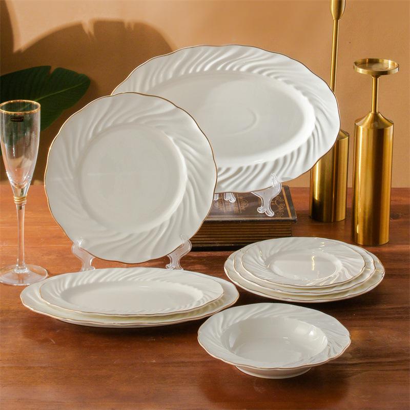 ceramic tableware suit ceramic high-grade household small round palte compote cake plate restaurant hotel bowl dish suit