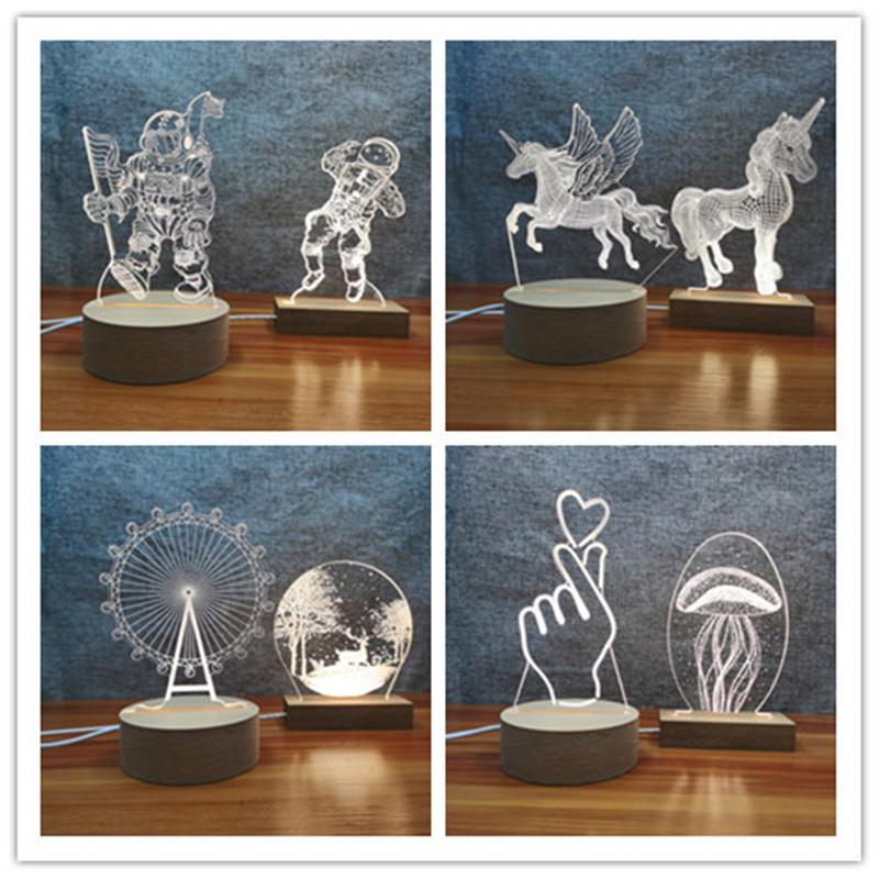 solid wood universe spaceman creative 3d small night lamp astronaut led beech touch switch table lamp one generation