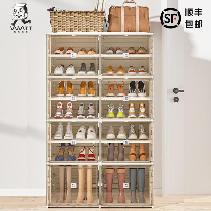 light luxury integrated shoe cabinet installation-free removable  picture folding shoe rack small apartment storage box storage cabinet