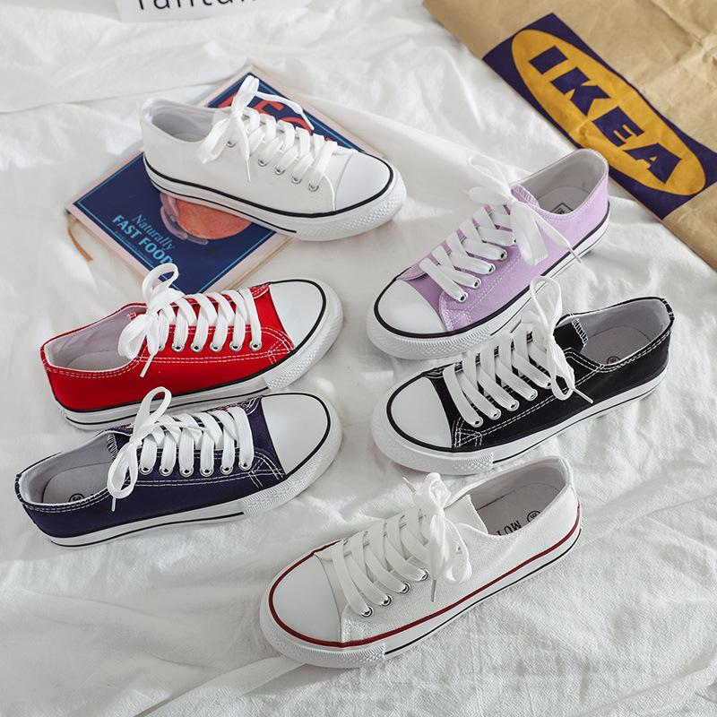 ins trendy korean style low top canvas shoes women's classic evergreen student rubber shoes sneakers retro harajuku lovers shoes