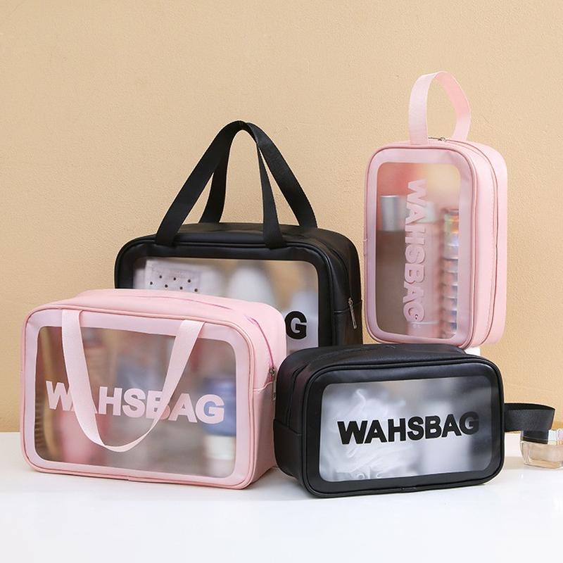 net red cosmetic bag cosmetic wash bag portable personal hygiene bag letters buggy bag ins transparent storage bag