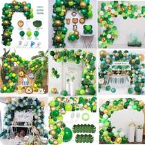 cross-border cartoon animal head birthday party balloon amazon tropical green jungle suit monstera theme