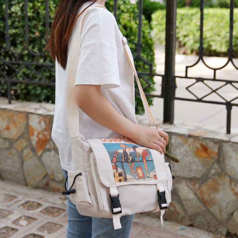 spring and summer new fashion cool messenger bag fashion messenger bag canvas bag men's and women's street fashion large capacity shoulder bag