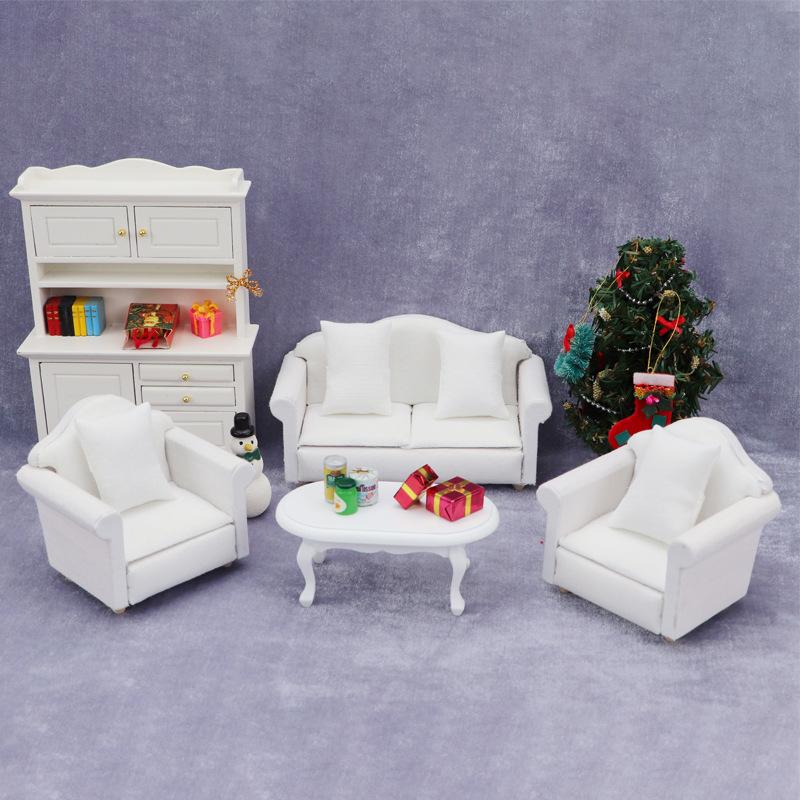 1:12 Dollhouse Dollhouse Mini Furniture Model Ob11 Furniture White Sofa 3-Piece Set with Pillow