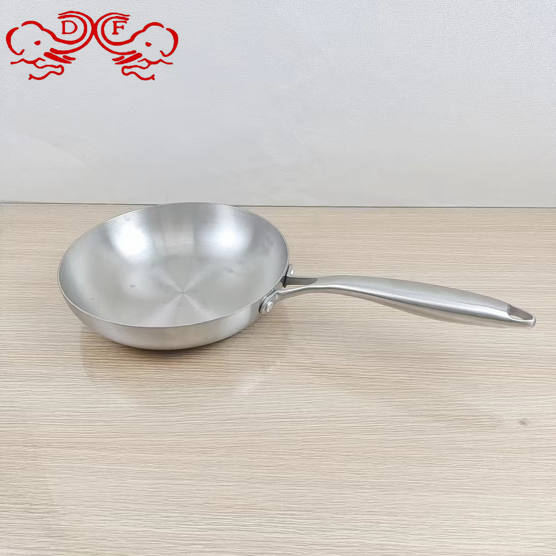 DF68822 304 stainless steel three-layer steel wok, induction cooker, gas universal flat pan, steak frying pan, DF TRADINGHOUSE details Picture