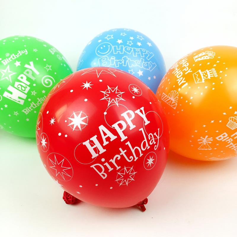 Cross-Border 12-Inch 2.8G Happy Birthday Birthday Arrangement Party Decoration Printing Happy Birthday Balloon