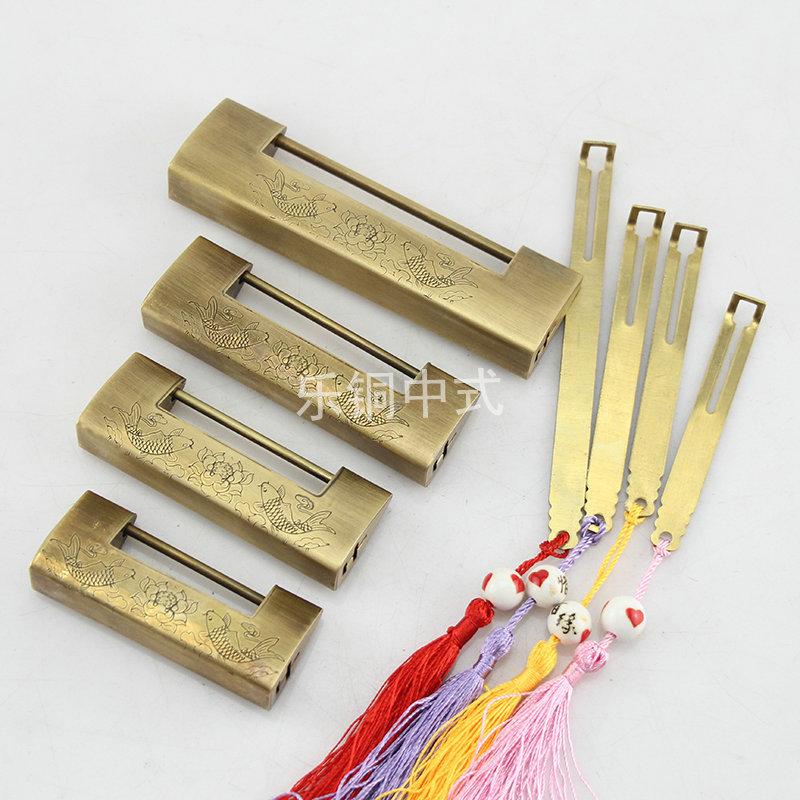 small copper lock chinese antique lock ancient lock qing dynasty retro lock head chinese brass lateral opening padlock old bolt