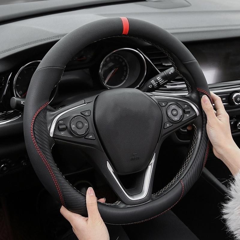 car steering wheel cover four seasons universal leather pu leather protective cover breathable summer car