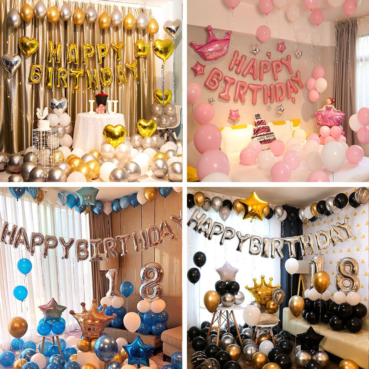 girlfriend birthday party scene layout decoration balloon set happy birthday aluminum balloon letters and numbers