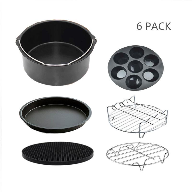 Air Fryer Cross-Border Household Air Fryer Accessories Cake Basket Pizza Plate 7-Hole Loaf Form 6-Piece Set 7in