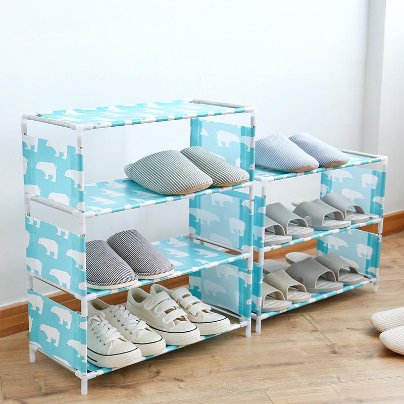stainless steel assembled shoe rack storage rack dormitory polar bear non-woven multi-layer shoe cabinet simple multifunctional storage rack