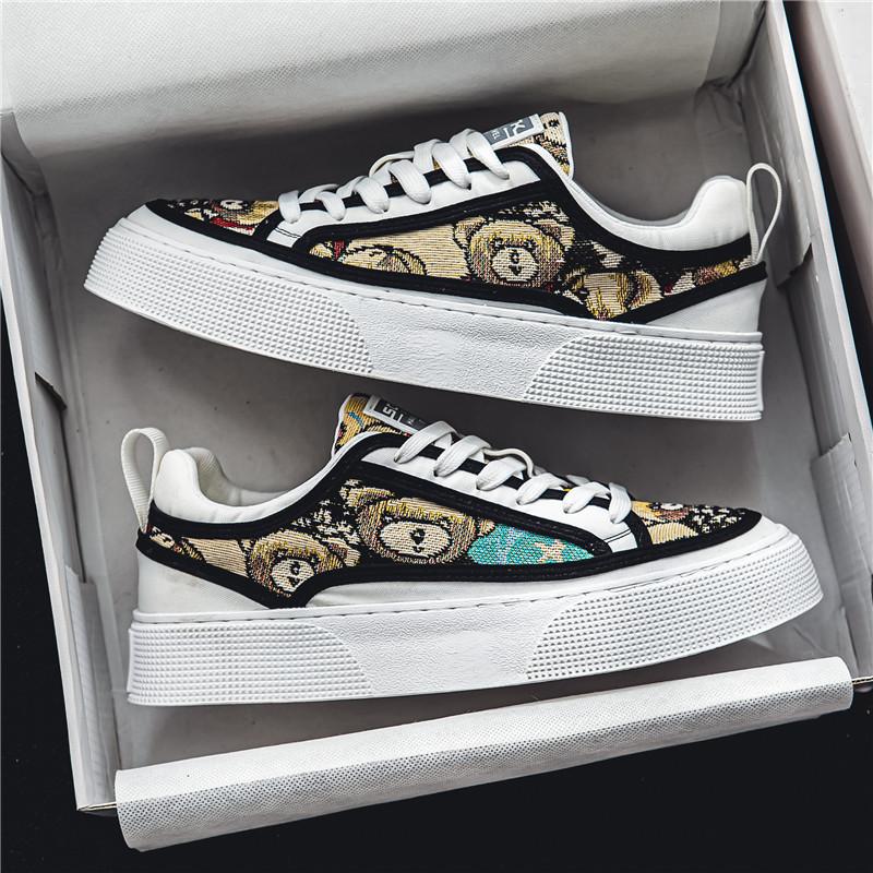 men's shoes summer 2024 new breathable printed canvas shoes men's trendy all-match shoes men's sports casual borad shoes