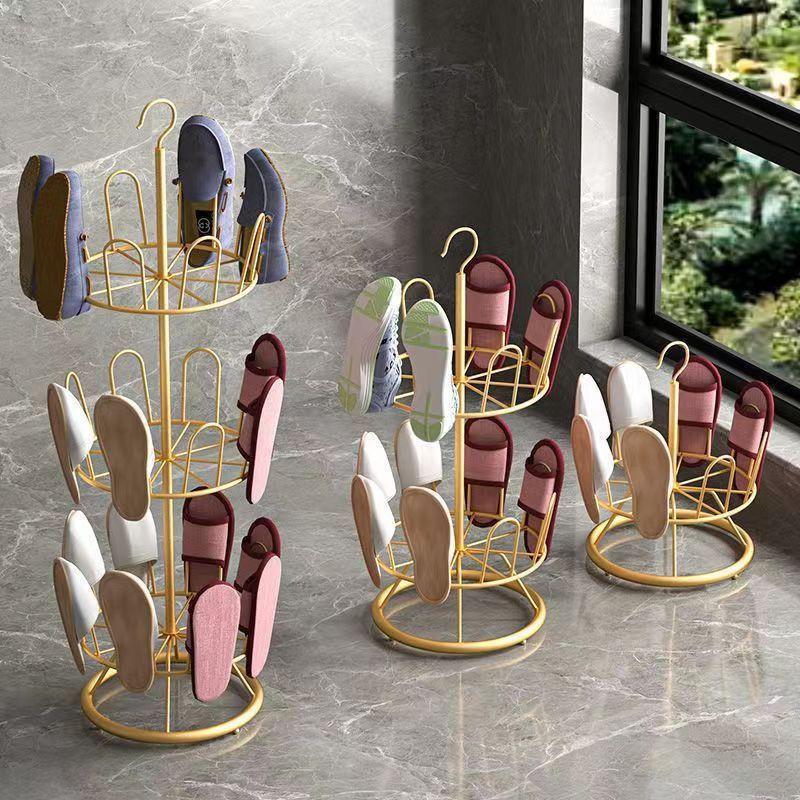 Shoe Rack Outdoor Balcony Sandals Shelf Drying Shoe Rack Floor Rotating Slippers Shoe Rack Drying Shoes Artifact