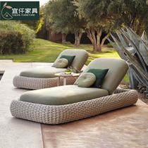 nordic outdoor leisure ratten bed sun-resistant courtyard nordic garden b & b outdoor outdoor waterproof recliner furniture