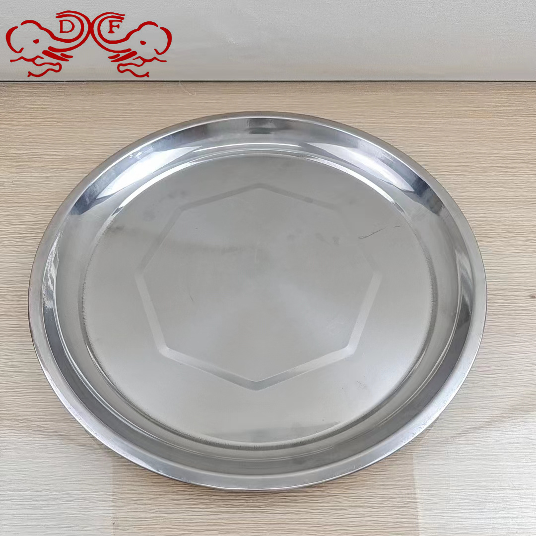 DF68830 Non-magnetic stainless steel round plate, home flat plate, deep base, shallow base, dinner plate, fish plate, side dish, DF TRADINGHOUSE Item Picture