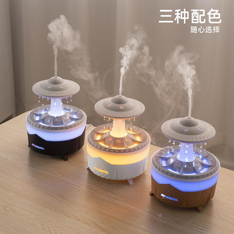 new cross-border colorful raindrop humidifier home small night lamp desktop mute rain clouds aroma diffuser table set artifact