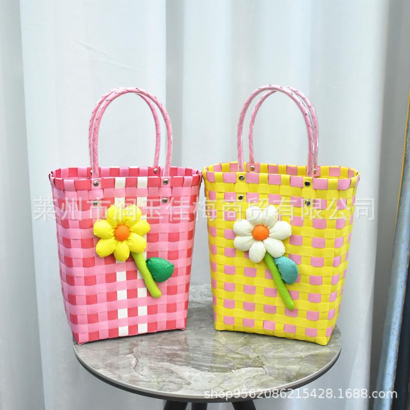 new vertical simple fashion handbag woven storage basket shopping basket vegetable basket bag diy bag beach bag