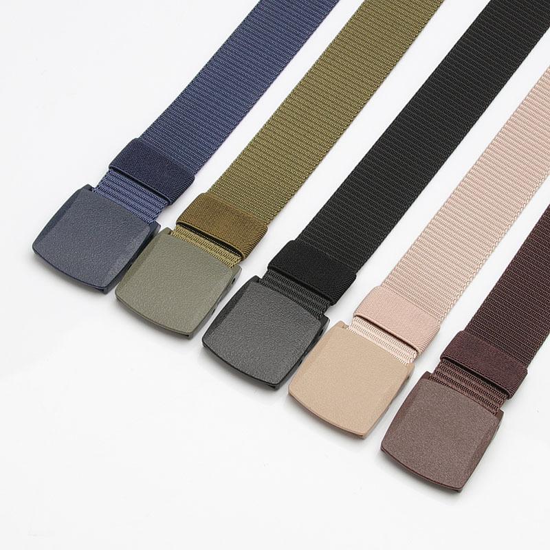 outdoor men's and women's tactical belt student military training imitation nylon pant belt breathable plastic buckle belt female factory wholesale