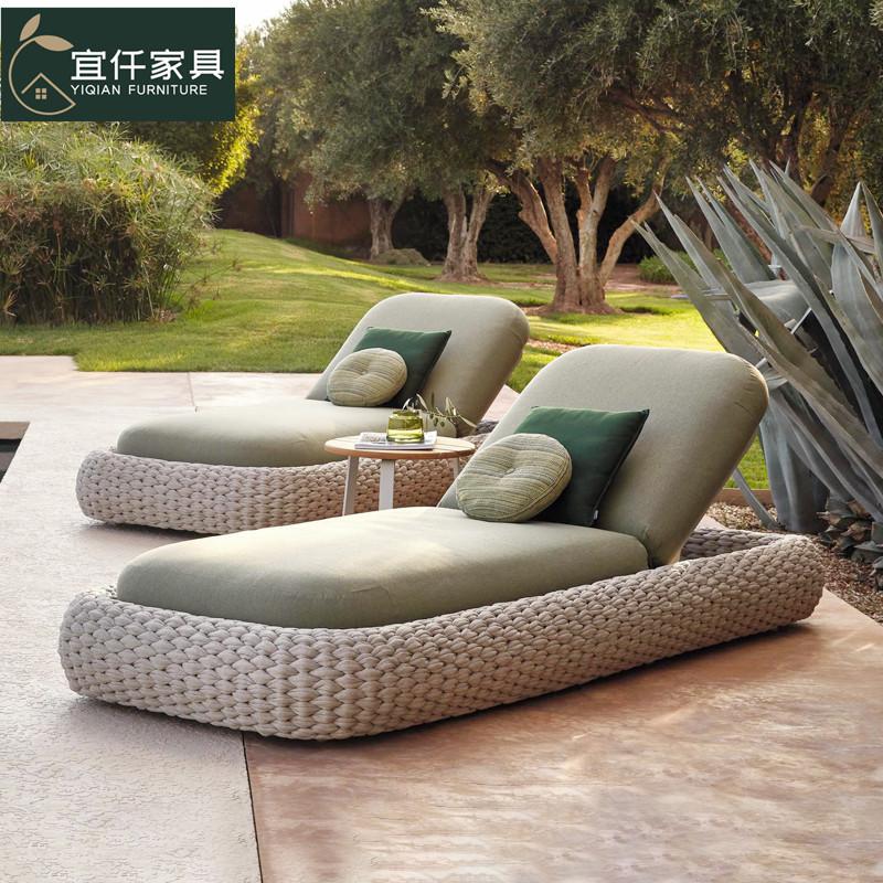 nordic outdoor leisure ratten bed sun-resistant courtyard nordic garden b & b outdoor outdoor waterproof recliner furniture