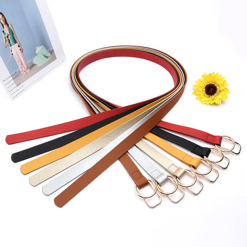 south korea retro simple square buckle pu thin belt for women accessory for dresses dress all-match fashion small belt