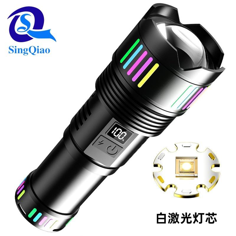power torch long-range highlight large capacity long endurance zoom laser through sky gun aluminum alloy torch