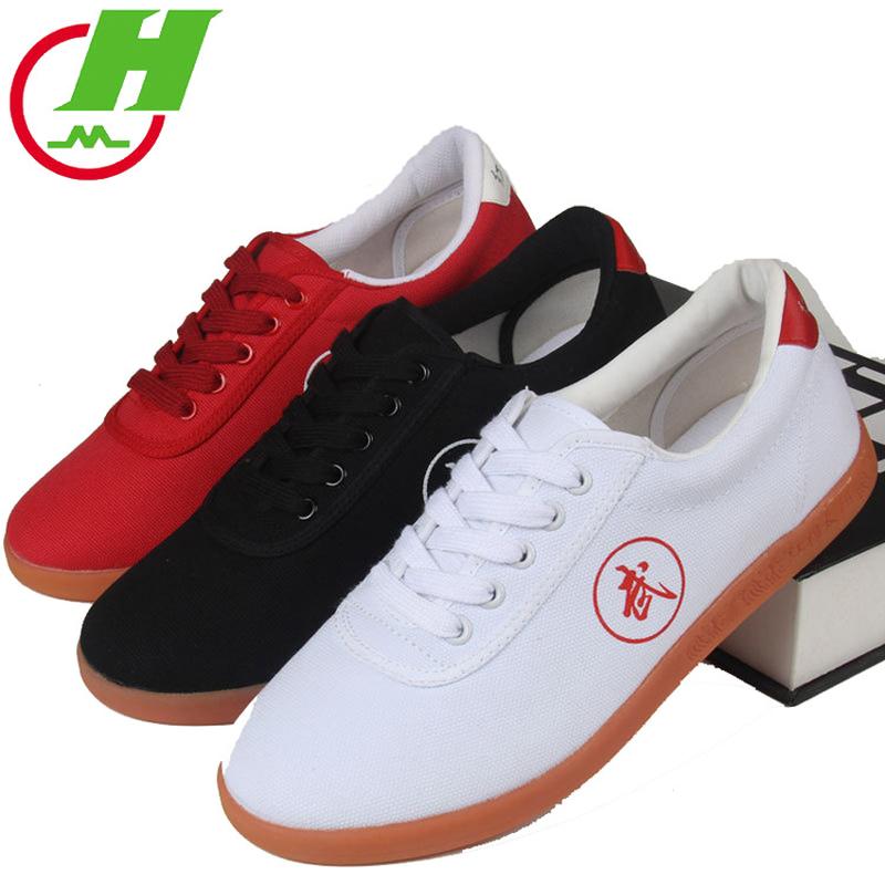wholesale tendon bottom tai chi canvas shoes men and women double star same style martial arts practice summer sports style red cotton tai chi shoes