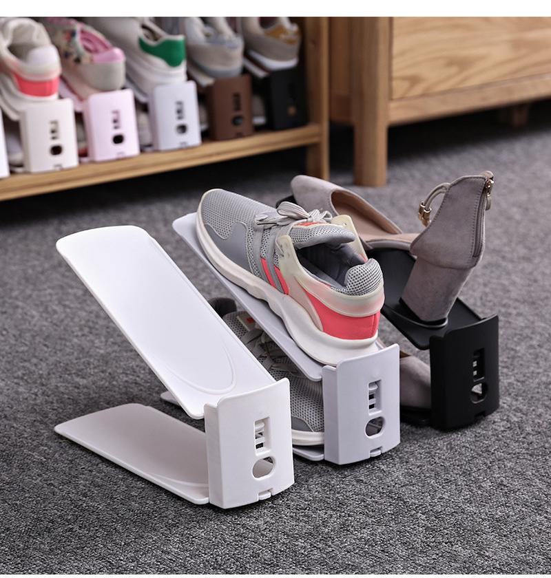 plastic shoe rack shoes holder adjustable one-piece shoes holder double layer plastic shoe rack solid color shoe storage rack