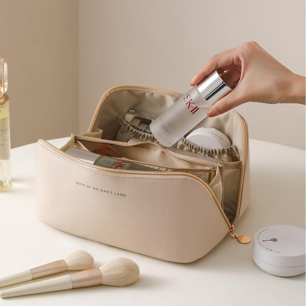 Organ Pillow Bag PU Leather Net Red Cosmetic Bag Ins Multi-yer Wash Bag Travel Portable Portable Pouch