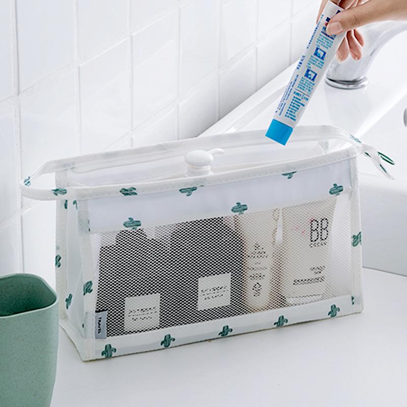 Invite. L Korean Style Mesh Cosmetic Bag Travel Storage Toiletries Storage Bag Hand-Held Portable Bag