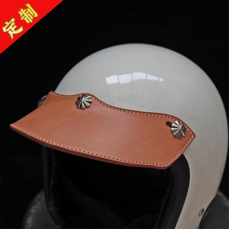 harley retro biker's helmet genuine leather film three-button type sunshade full face helmet rainproof leather brim leather leather strap
