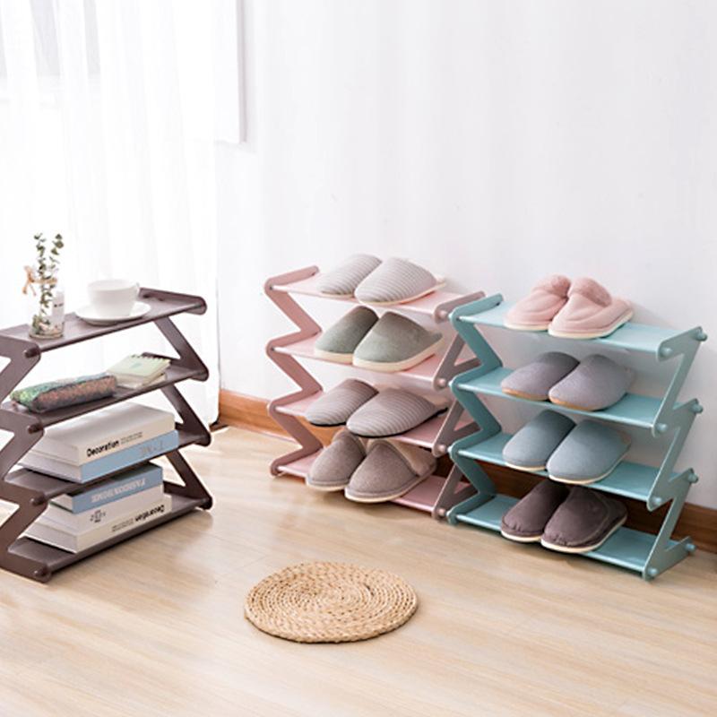 Simple Stainless Steel Assembled Shoe Rack Z-Type Non-Woven Fabric Simple Shoe Rack Dormitory Multi-Layer Shoe Storage Rack
