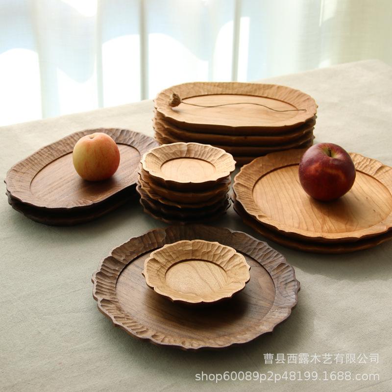 handmade lace tea tray black walnut solid wood whole wood handmade carved tray and dinner plate wooden fruit tray tray