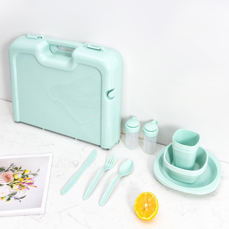 table portable picnic tableware unit plastic folding dining table tableware camping picnic set
