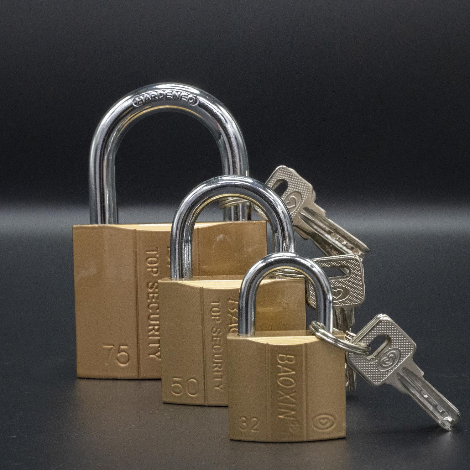 Baoxin Brand High Quality Imitation Copper Atom Iron Padlock Three Keys Low Open Factory Direct Sales Spot Padlock
