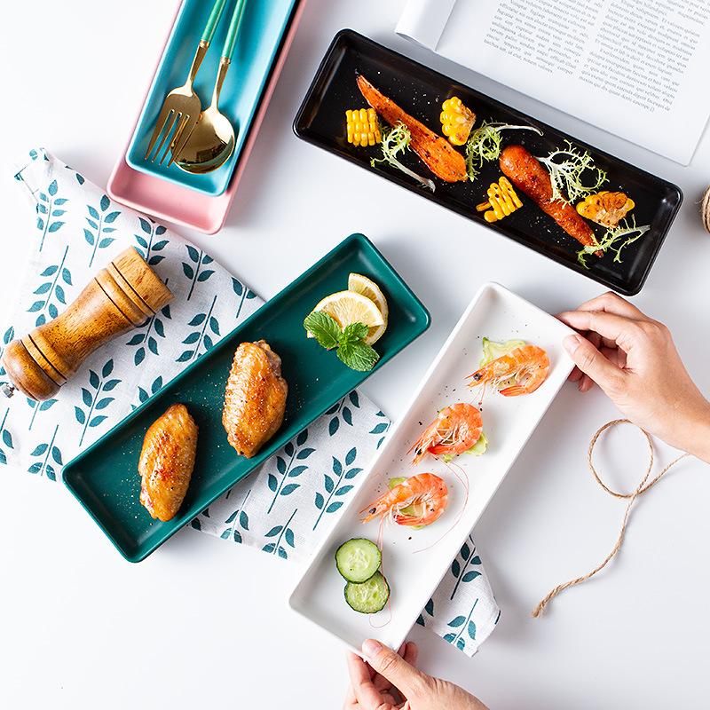 north pastry display ceramic long plate snack rectangular flat plate restaurant japanese sushi plate