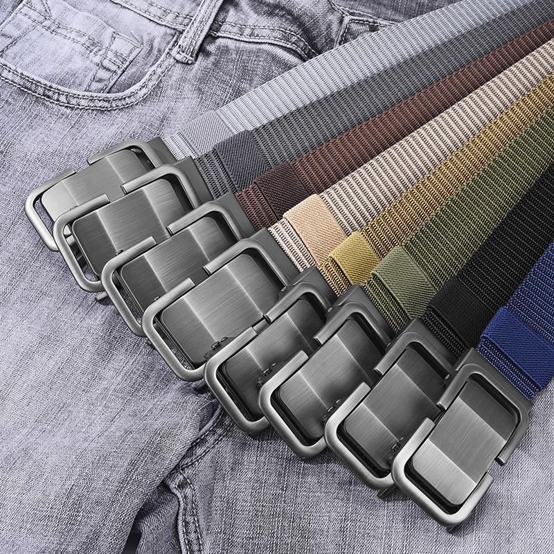 shein cross-border hot men's double-sided stripe body comfort click belt temu high-grade casual men's pants belt