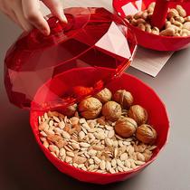 fireplace tea dried fruit tray pumpkin fruit plate clear with cover living room new year greeting design sense double-layer melon seeds plate