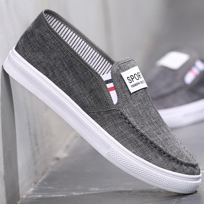 new men's denim canvas shoes slip-on pumps casual and comfortable old beijing linen flat sneakers
