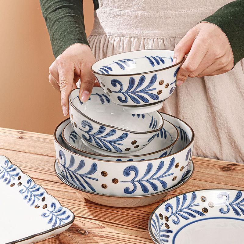 japanese-style bowl dish plate tableware suit soup bowl square plate afternoon tea snack plate snack dish bowl wholesale combination
