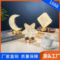 customized modern simple night light decorative table lamp star moon bedroom bedside lamp gift crystal charging touch