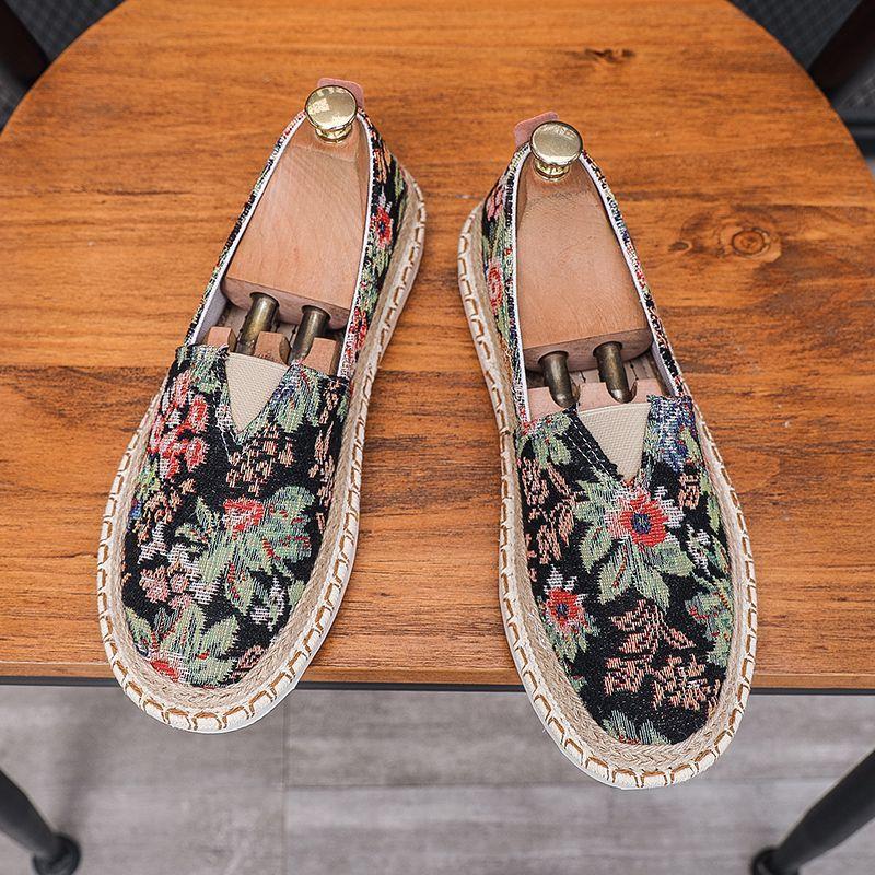 chinese style men's shoes summer breathable linen shoes old beijing men's slip-on work canvas shoes non-slip soft bottom