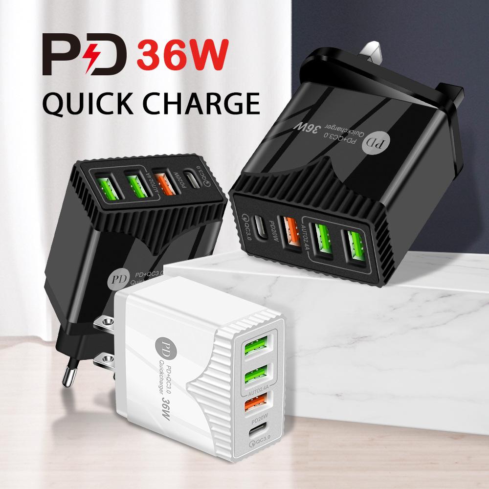 pd20wpdqc3.0 2.4a3usb fast charging mobile phone charger multi-port usb with pd charging plug travel charger mobile charger