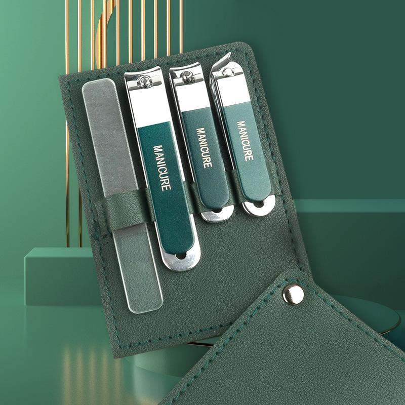 high-end nail clippers suit rotating bag 4-piece set nail beauty tool set suit full set nail clippers nail scissor set suit