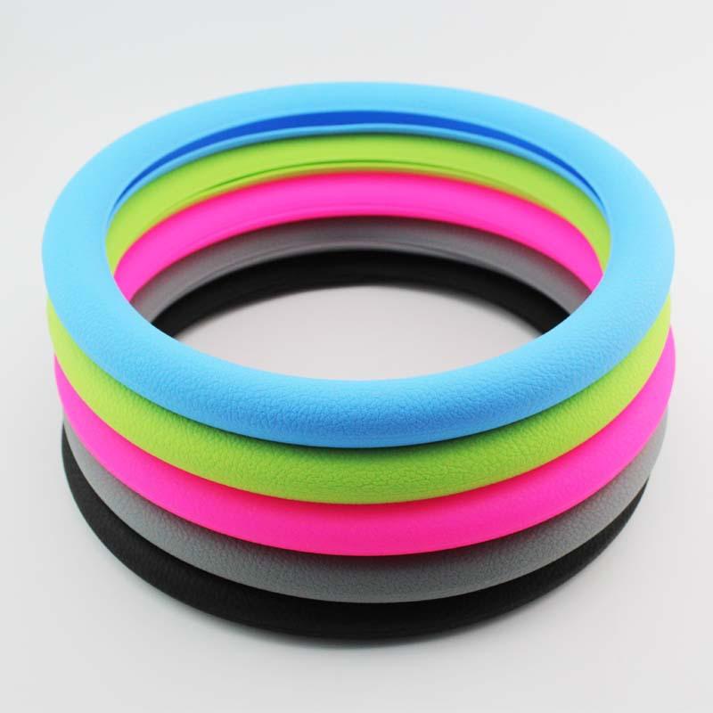Lychee Pattern Silica Gel Steering Wheel Cover Female Four Seasons Car Universal Grip Cover Non-Slip Wear-Resistant Ultra-Thin Car D Type Available