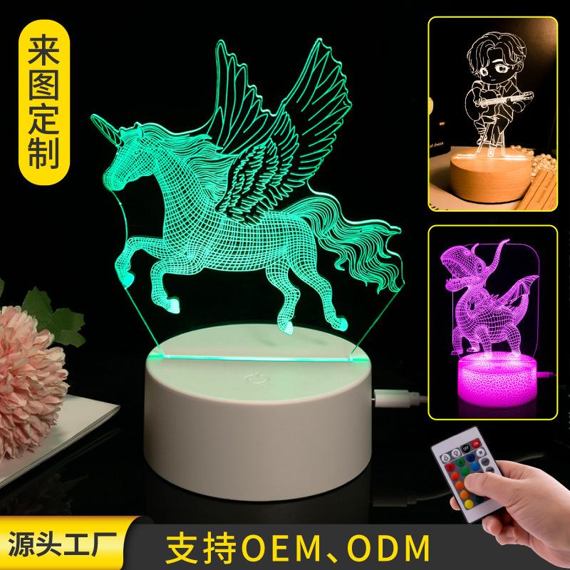 factory wholesale 3d small night lamp type-c interface creative gift cartoon table lamp bedroom bedside ambience light