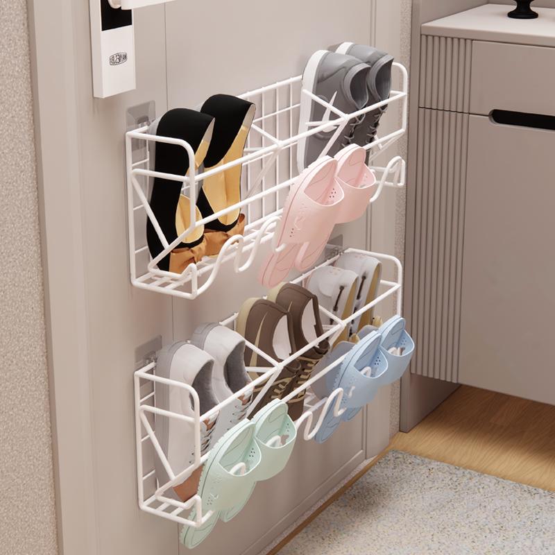 ironwork gate rear-mounted shoe rack simple door home bathroom punch-free wall-mounted shoe rack storage tangxiang